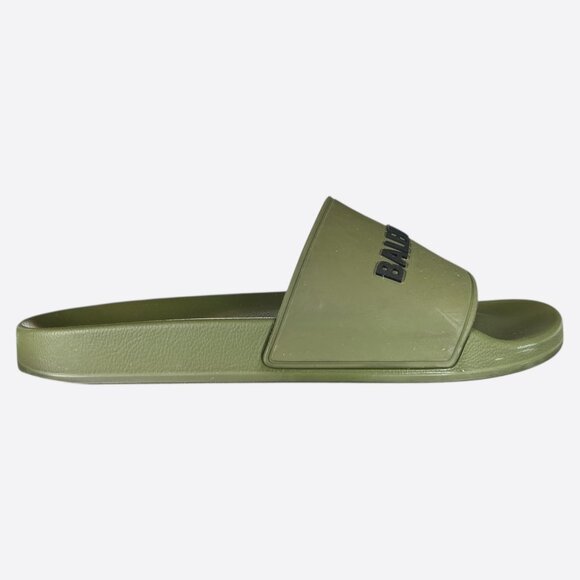 Balenciaga Green & Black Logo Slides - Picture 1 of 8